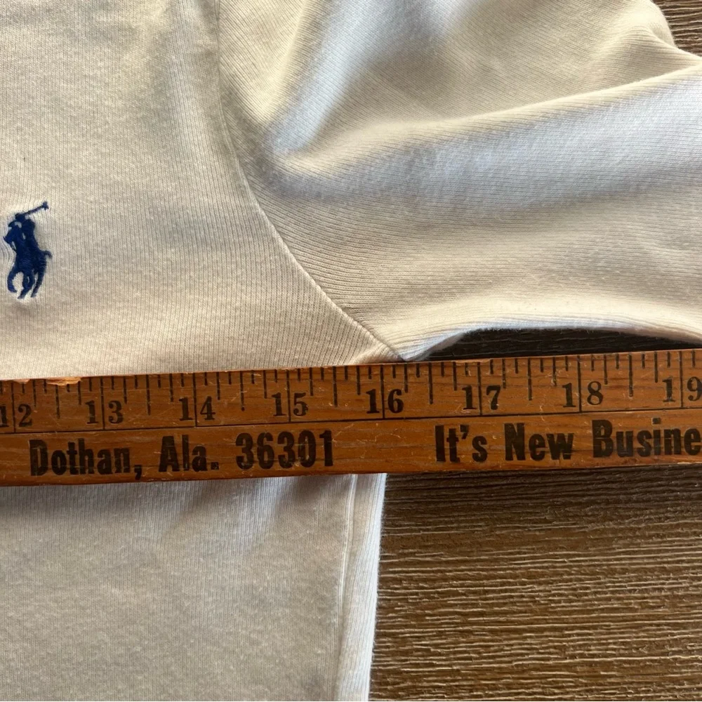 Ralph Lauren Sport White Long Sleeve Tee Blue Pony Logo M Late Y2K Preppy - Picture 7 of 9